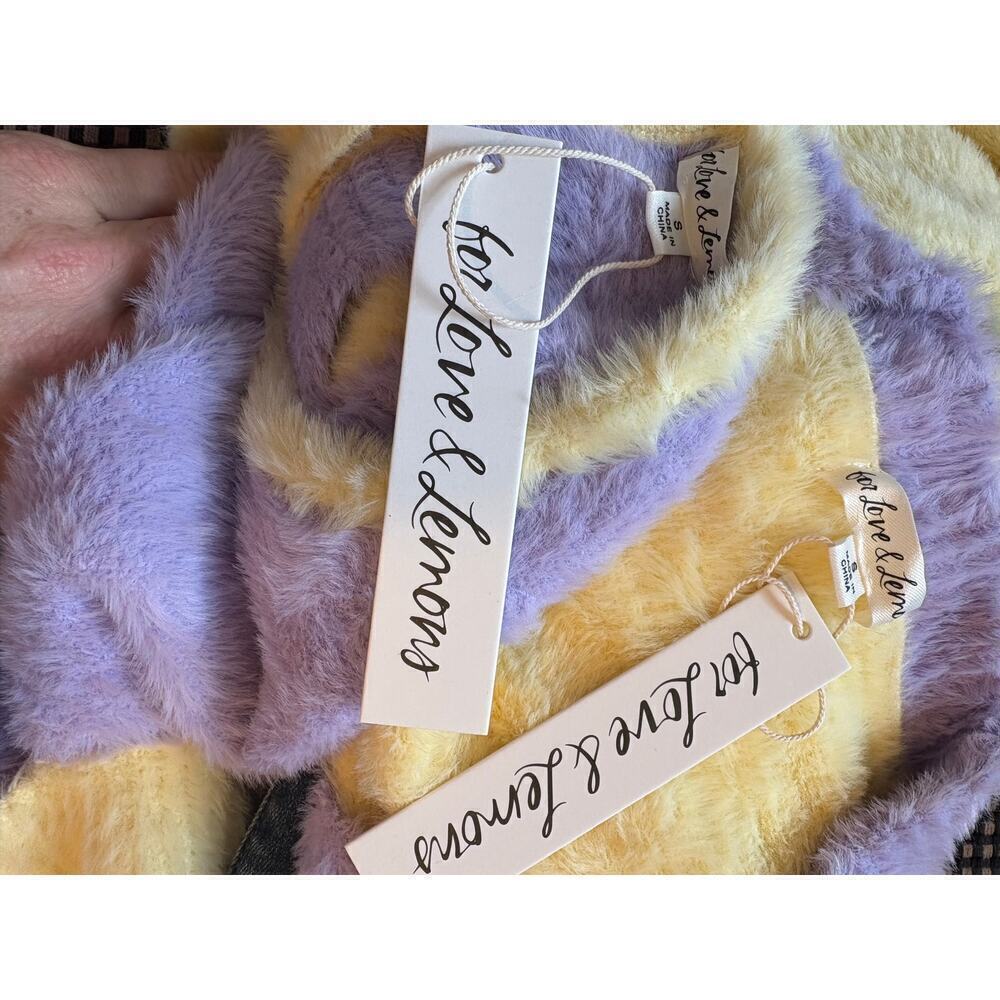 NWT For Love and Lemons Shelia and Maureen Cropped Sweater Yellow Purple Set S - Picture 14 of 14